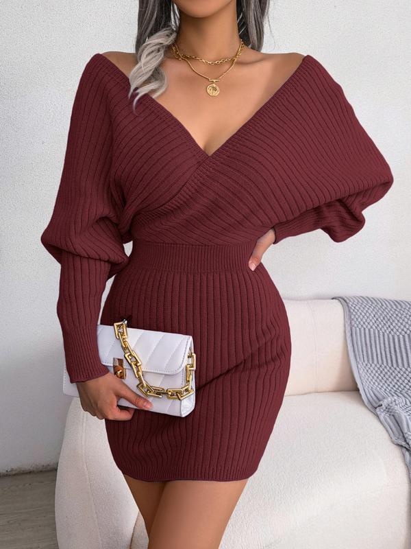 BLAKET - Wrapped V-Neck Sweater Dress