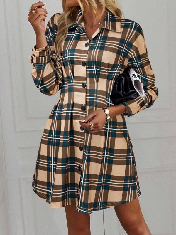 MARIAT - Slimming Check Dress for Autumn