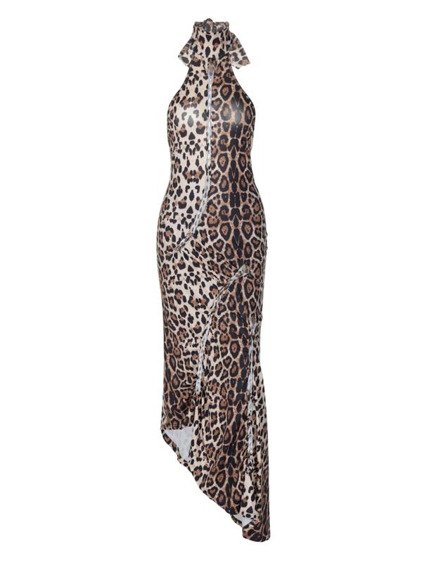 ELIZABETHT - Sexy Backless Leopard Bodycon Dress