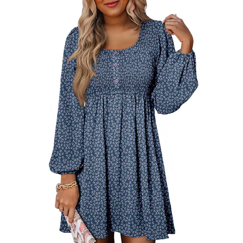 HARPERT - Smocked Empire Waist A-Line Dress