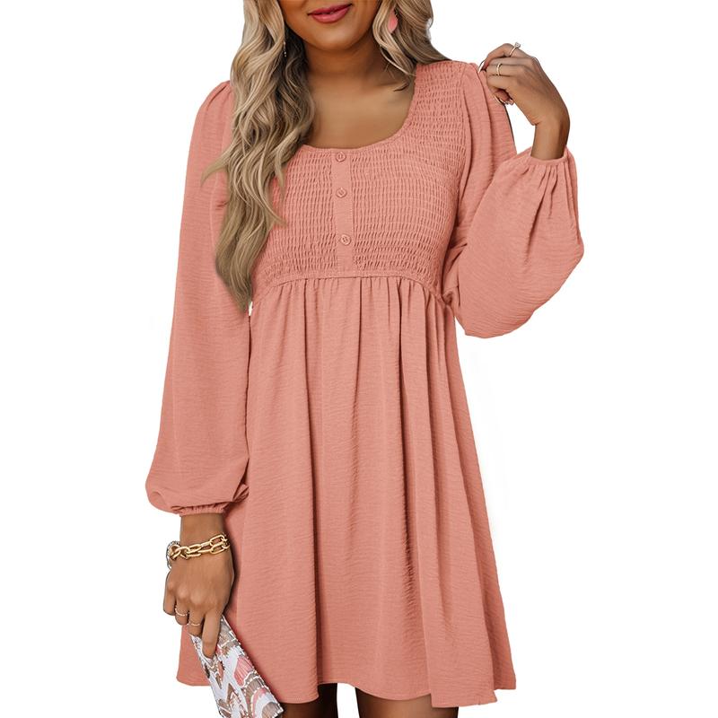 HARPERT - Smocked Empire Waist A-Line Dress