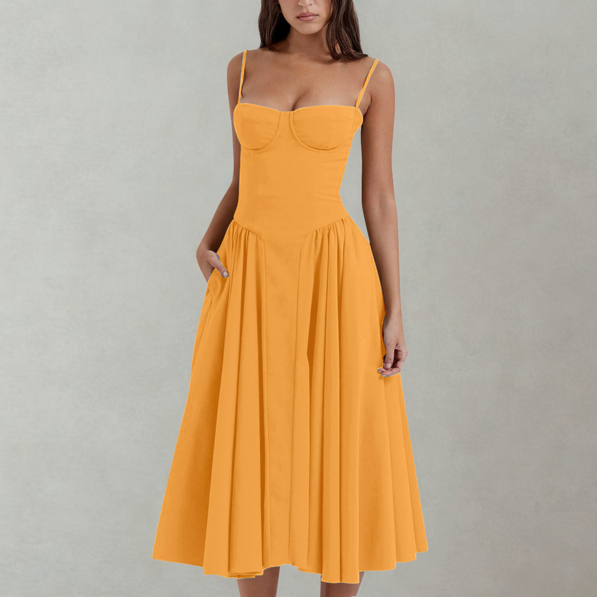TRENTA™ - Chic Spaghetti Strap Bodycon Midi Dress