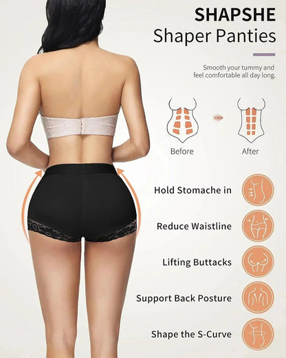High Waist Women Hip Enhancer Shapewear Tummy Control Lace Body Shaper