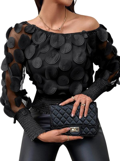 GWYNT - Sheer Bishop Sleeve Blouse