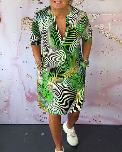 MARI™ - Colorful V-Neck Dress