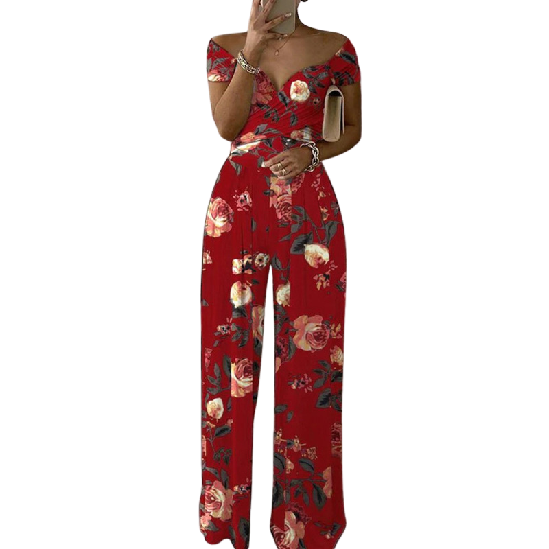 CHYNA™ – Floral Off Shoulder Wrap Jumpsuit