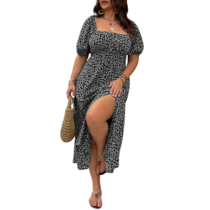 SERENE™ – Elegant Plus Size Tie Front Floral Dress