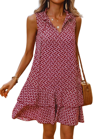 DORAT - Geometric Print Bow Dress Casual