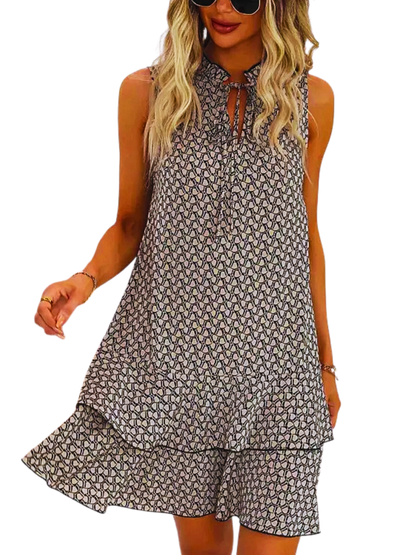 DORAT - Geometric Print Bow Dress Casual