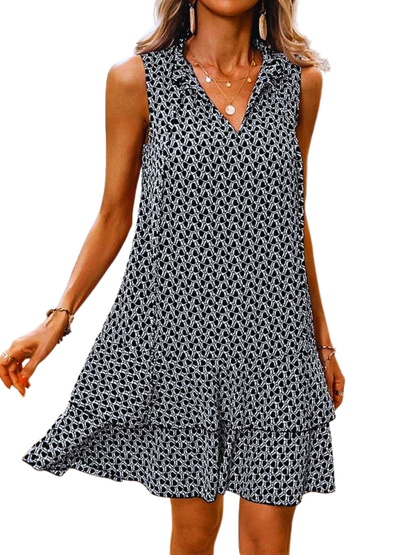 DORAT - Geometric Print Bow Dress Casual
