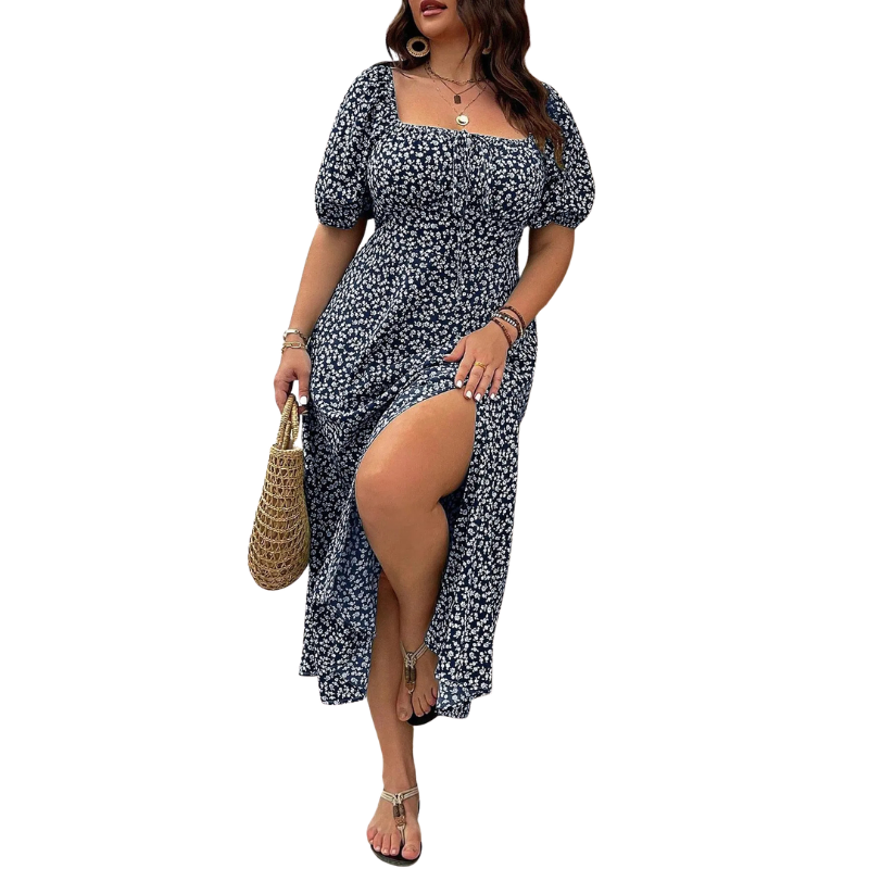 SERENE™ – Elegant Plus Size Tie Front Floral Dress