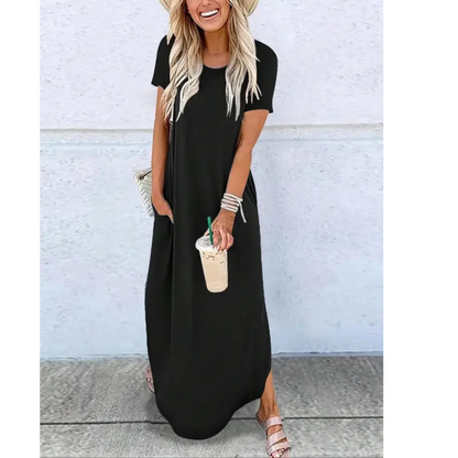 RELNA™ – Casual Summer Round Neck Maxi Dress