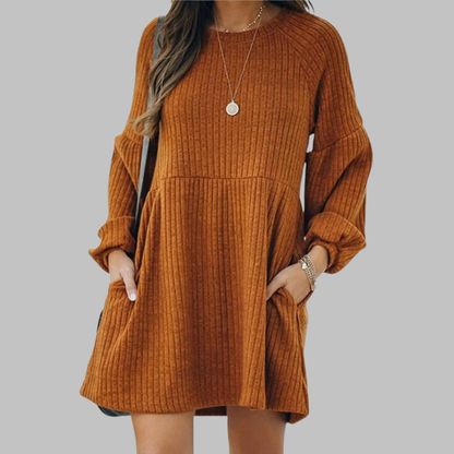 MONGOT - Cozy Ribbed Bishop Sleeve Round
