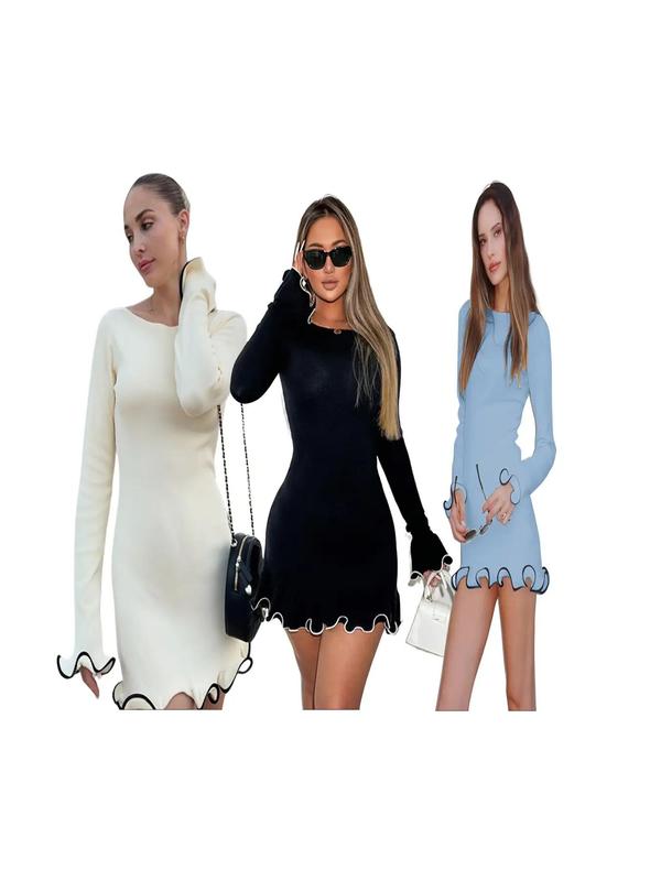 SARAHT - Colorblock Wave Hem A-Line Long