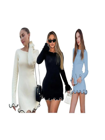 SARAHT - Colorblock Wave Hem A-Line Long