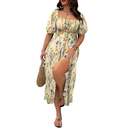 SERENE™ – Elegant Plus Size Tie Front Floral Dress