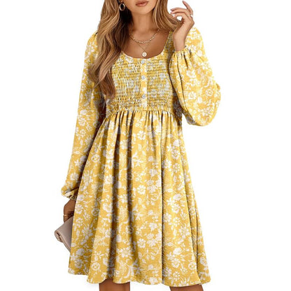 HARPERT - Smocked Empire Waist A-Line Dress