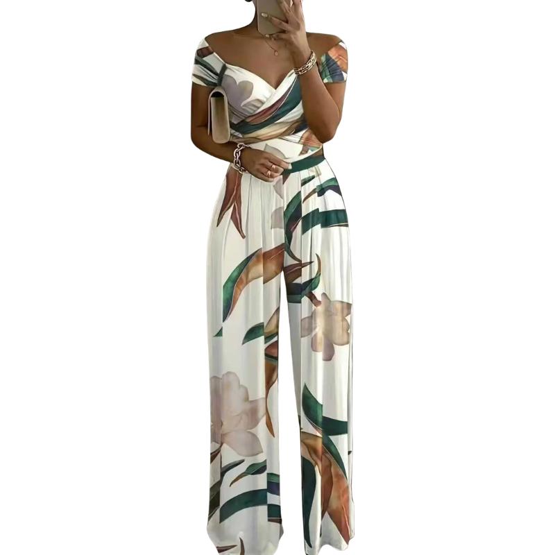 CHYNA™ – Floral Off Shoulder Wrap Jumpsuit