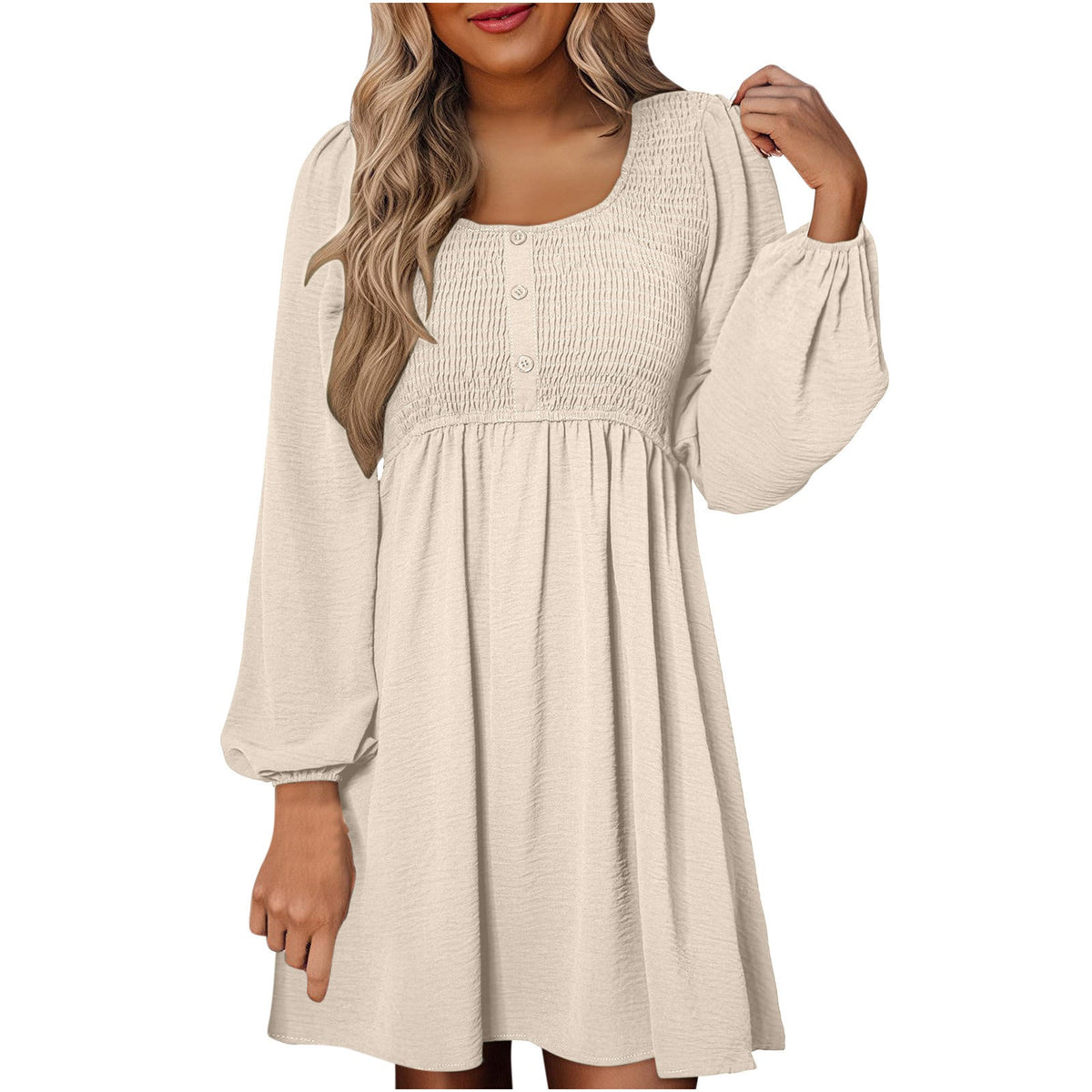 HARPERT - Smocked Empire Waist A-Line Dress