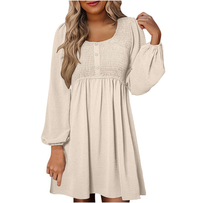 HARPERT - Smocked Empire Waist A-Line Dress