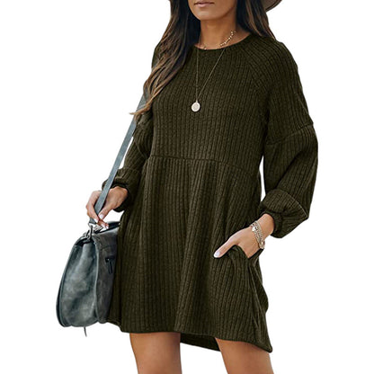 SAKAT - Cozy Ribbed Bishop Sleeve Round