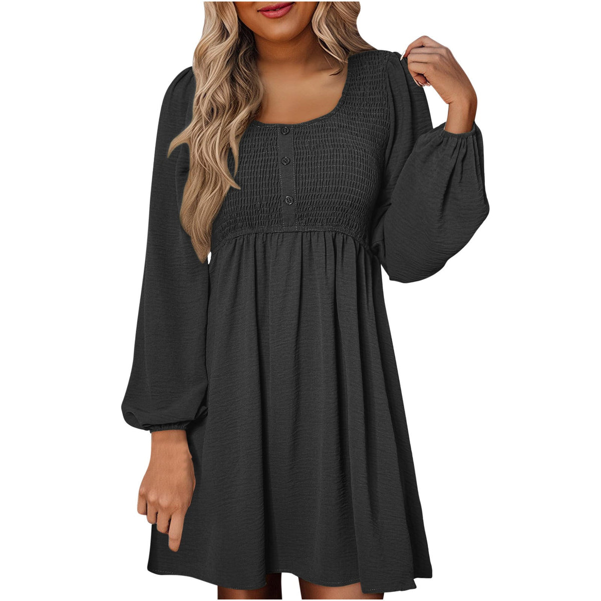 HARPERT - Smocked Empire Waist A-Line Dress