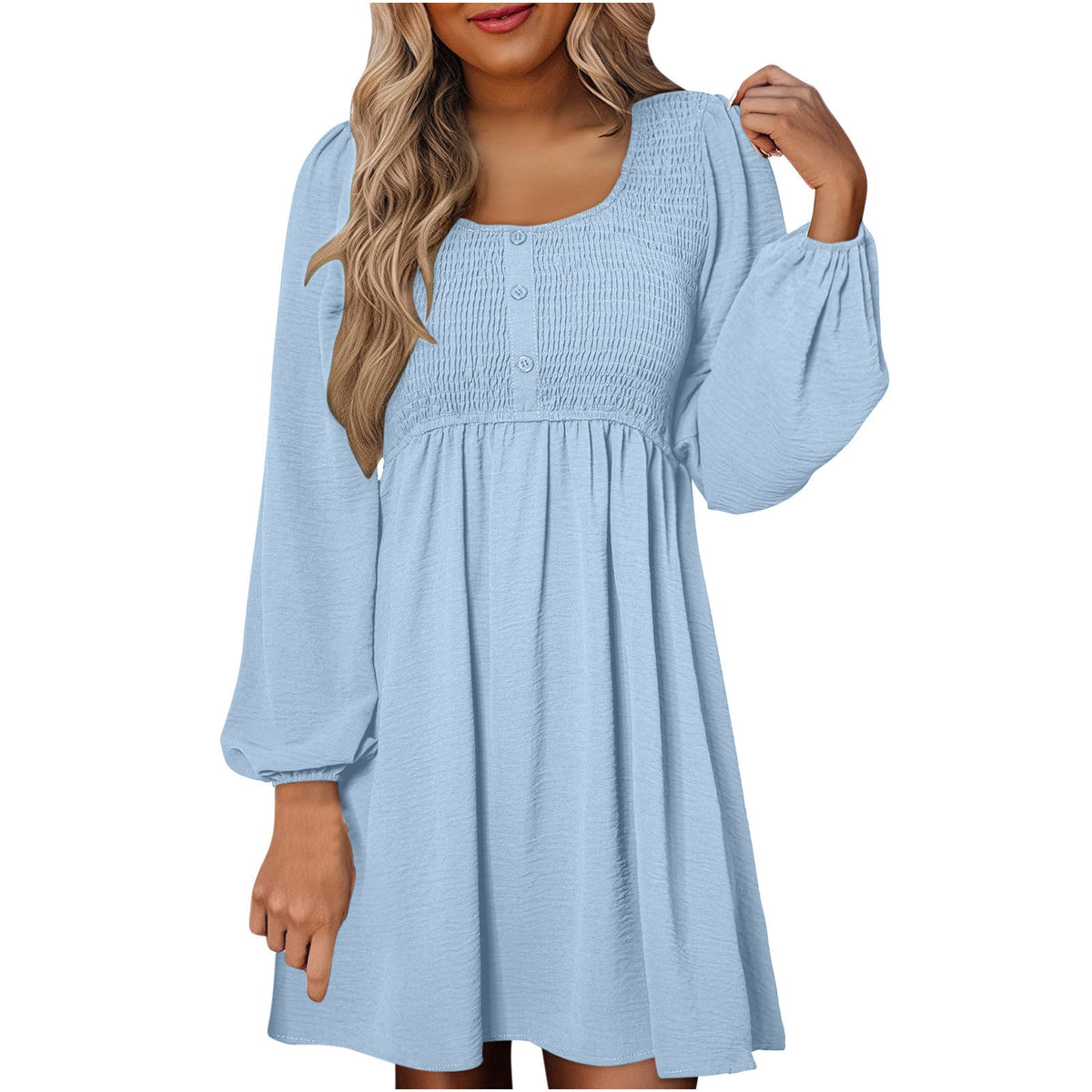 HARPERT - Smocked Empire Waist A-Line Dress