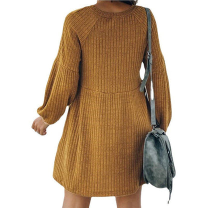 SAKAT - Cozy Ribbed Bishop Sleeve Round