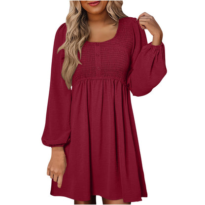 HARPERT - Smocked Empire Waist A-Line Dress