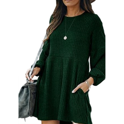 SAKAT - Cozy Ribbed Bishop Sleeve Round
