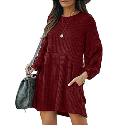 SAKAT - Cozy Ribbed Bishop Sleeve Round