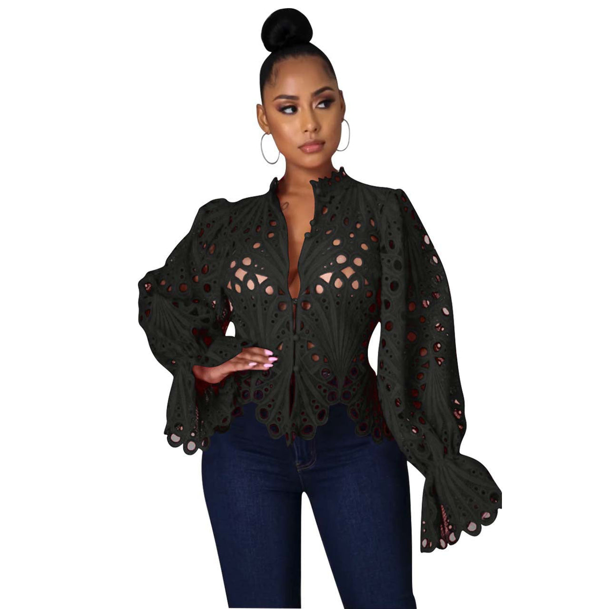 ISALI™ - Chic Asymmetrical Flounce Sleeve Blouse
