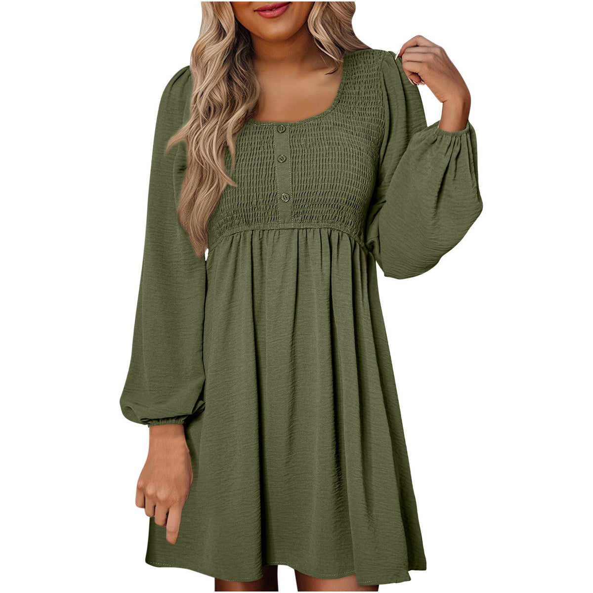 HARPERT - Smocked Empire Waist A-Line Dress