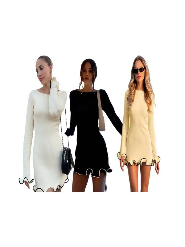 SARAHT - Colorblock Wave Hem A-Line Long