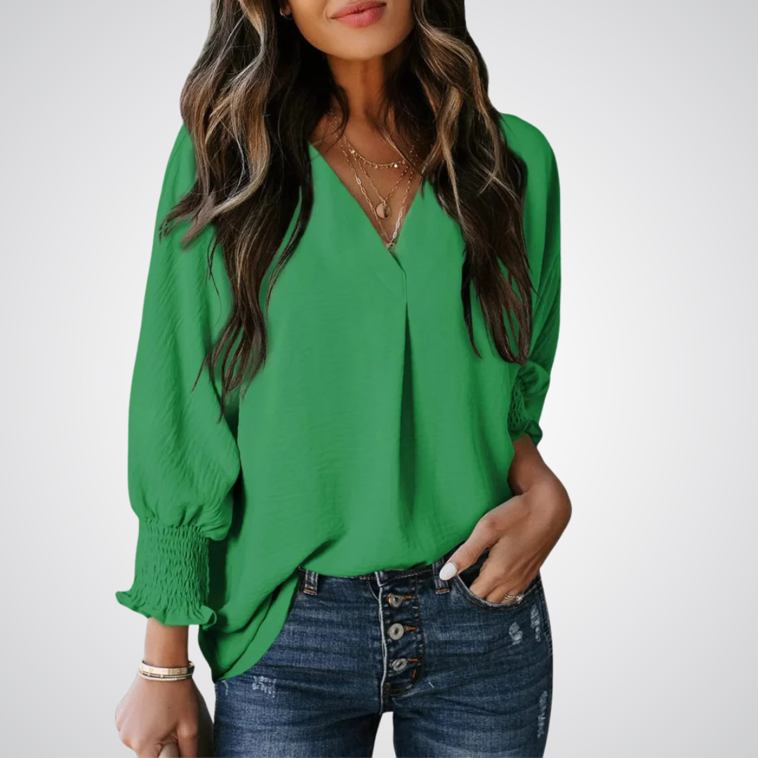 LEILA™ – Classic V-Neck Tunic Blouse