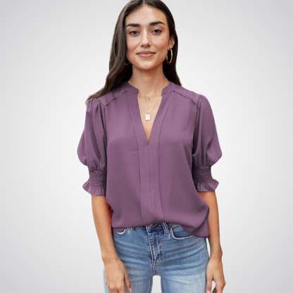 MONICA™ – Chic V-Neck Blouse