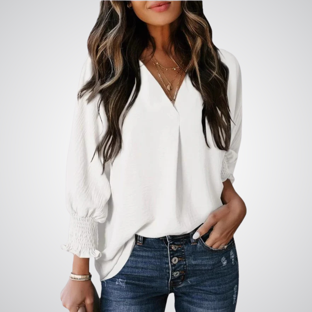 LEILA™ – Classic V-Neck Tunic Blouse