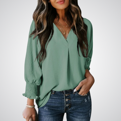 LEILA™ – Classic V-Neck Tunic Blouse