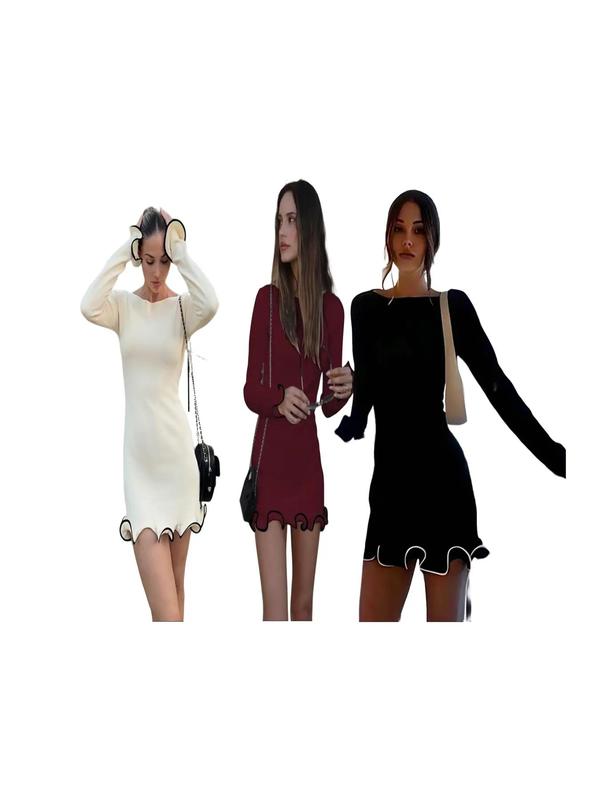 SARAHT - Colorblock Wave Hem A-Line Long