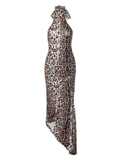 ELIZABETHT - Sexy Backless Leopard Bodycon Dress