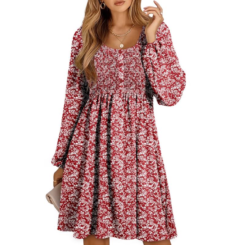 HARPERT - Smocked Empire Waist A-Line Dress