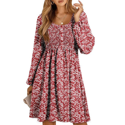 HARPERT - Smocked Empire Waist A-Line Dress