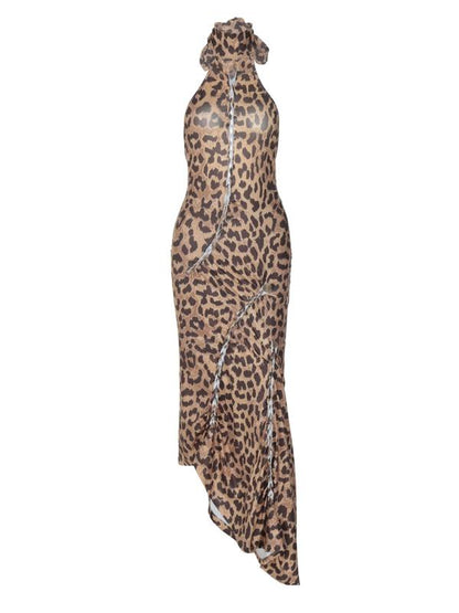 ELIZABETHT - Sexy Backless Leopard Bodycon Dress